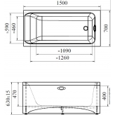 Акриловая ванна Радомир Агата 150x70