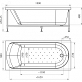 Акриловая ванна Радомир Николь 180x80