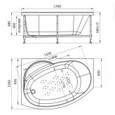 Акриловая ванна Радомир Монти 150x105